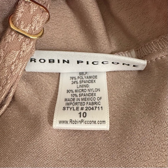 NWT ROBIN PICCONE EVE CRISS CROSS STRAPPY UNDERWIRE 1 PIECE SWIMSUIT SZ 10 LATTE - Picture 8 of 11